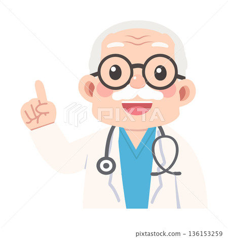 Illustration of a Doctor Pointing Up Illustration of a Doctor Pointing Up 136153259