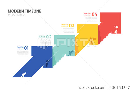 Infographics business arrow timeline 4 steps to success template. presentation and icon vector illustration. 136153267