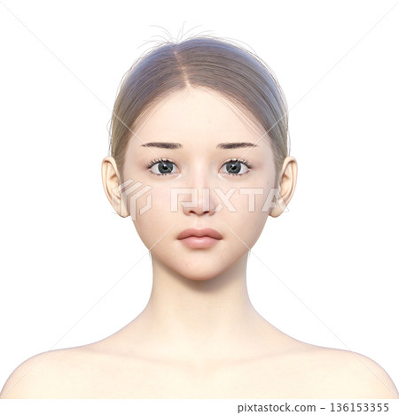 素顏，裸臉，女性素顏，上半身，仰面朝上 136153355