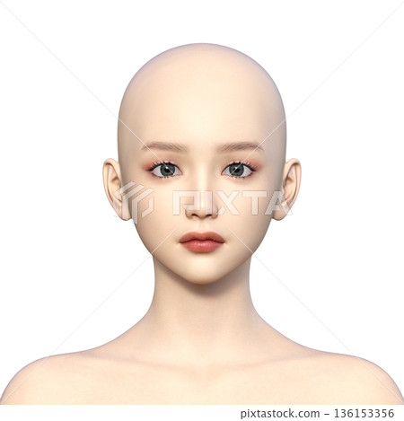 光頭，光頭女人的臉，上半身，臉朝上 136153356