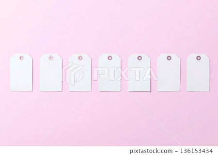 Seven message tags in a row, pink 136153434