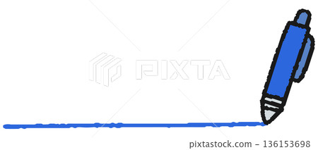 Hand-drawn illustration underlined with a blue ballpoint pen Hand-drawn illustration underlined with a blue ballpoint pen 136153698