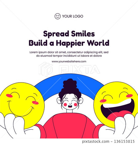 World Happiness Day Flat Cartoon Hand Drawn Background Illustration World Happiness Day Flat Cartoon Hand Drawn Background Illustration 136153815