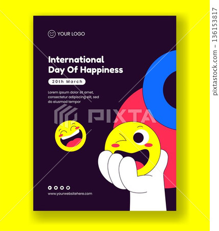 Hand Drawn Flat Cartoon World Happiness Day Vertical Poster Background Illustration Hand Drawn Flat Cartoon World Happiness Day Vertical Poster Background Illustration 136153817