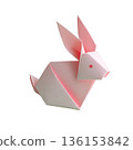 白色背景上的摺紙兔子材料 136153842