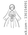 新娘閉著眼睛，手捧花束 136154091