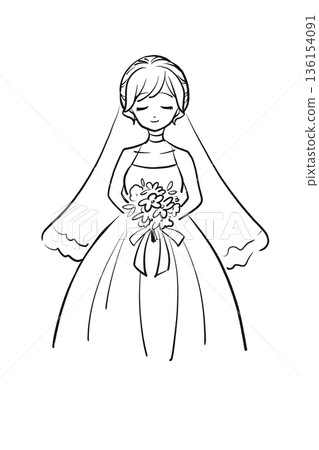 Bride with closed eyes and bouquet Bride with closed eyes and bouquet 136154091