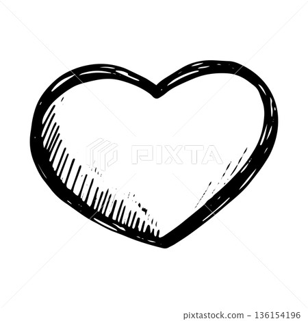 Hand Drawn Heart Outline in Simple Black Line Style Hand Drawn Heart Outline in Simple Black Line Style 136154196