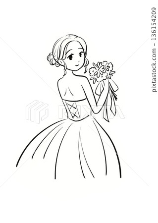 Bride turning around and smiling Bride turning around and smiling 136154209