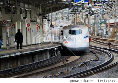 Departing from Maibara Station on the Tokaido Shinkansen... [N700S] 136154235