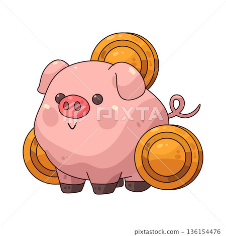 illustration of Pig chinese zodiac 136154476