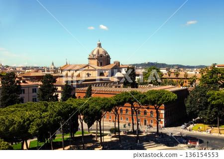 Rome, Italy - APRI 11, 2016 : View from the balcony of the national monument a Vittorio Emanuele II, the museum complex on the Piazza Venezia Rome, Italy - APRI 11, 2016 : View from the balcony of the national monument a Vittorio Emanuele II, the museum complex on the Piazza Venezia 136154553