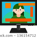 Illustration of a TV with people on it 136154712