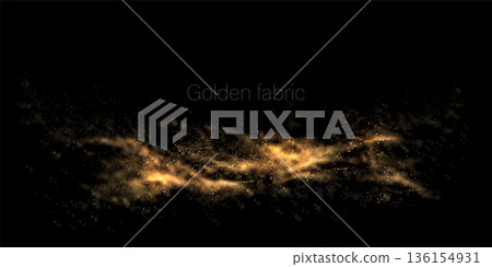 A separate design element, an abstract wavy figure in gold color made of small mosaic tiles 136154931