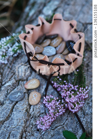 a set of stone runes in a pouch a set of stone runes in a pouch 136155108
