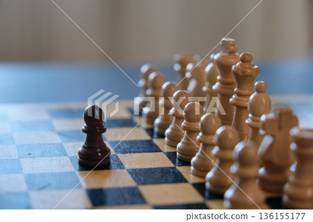 A chess board with pieces ready to play A chess board with pieces ready to play 136155177