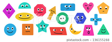 Cute Geometric Face Character Set for Kids Education Cute Geometric Face Character Set for Kids Education 136155288