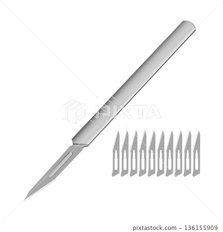 Sharp scalpel knife tool. Surgical instrument blade 136155909