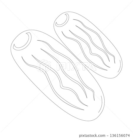Line Art Two Dates Fruit Icon for Wholesome Food and Natural Sweetener Graphics 136156074