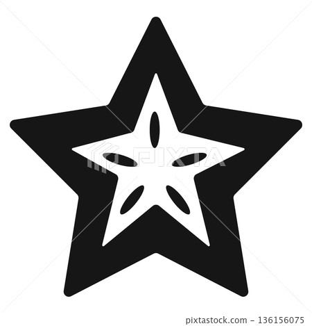 Star Fruit Slice Silhouette Icon for Tropical Refreshments and Decorative Elements 136156075