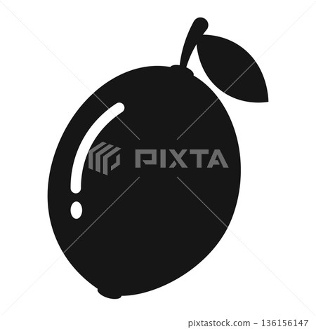 Black silhouette of a passion fruit with leaf and stem on a white background 136156147