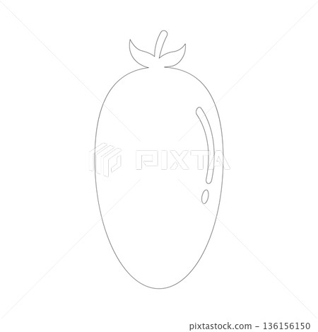 Outline drawing of a ripe jujube fruit with a stem and leaves on a white background Outline drawing of a ripe jujube fruit with a stem and leaves on a white background 136156150