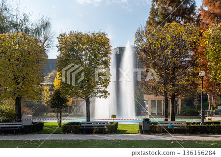 Modern Urban Landscape of Palas Iasi Public Garden in Romania Modern Urban Landscape of Palas Iasi Public Garden in Romania 136156284