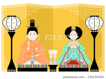 Illustration set of the Hina Matsuri Illustration set of the Hina Matsuri 136156309