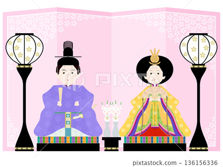Illustration set of the Hina Matsuri Illustration set of the Hina Matsuri 136156336