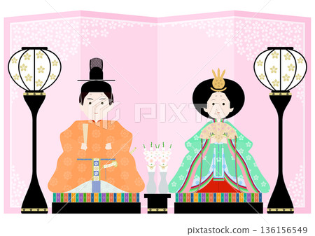 Illustration set of the Hina Matsuri Illustration set of the Hina Matsuri 136156549
