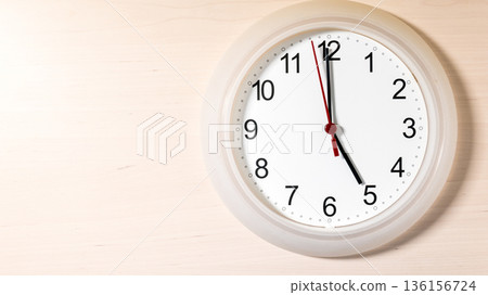 Clock ticking showing five hours 136156724