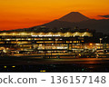 Mount Fuji and the sunset at Haneda Airport 136157148