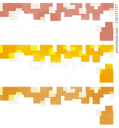 暖色調點線邊框套裝。水彩風格手繪裝飾邊框，適用於暖色調的傳單和橫幅。 136157157