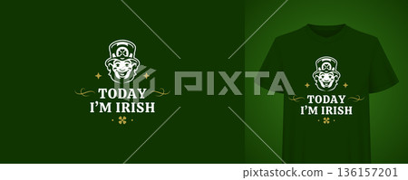 Saint Patricks Day Leprechaun Quote Vector Illustration T-shirt Design Template 136157201
