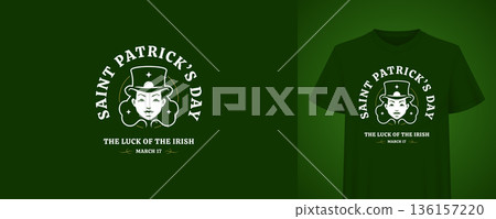 The Luck Of The Irish Woman Leprechaun Vector Illustration T-shirt Template The Luck Of The Irish Woman Leprechaun Vector Illustration T-shirt Template 136157220