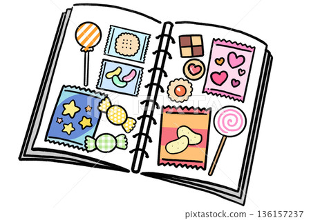 一本裝滿糖果的可愛糖果書插圖 136157237