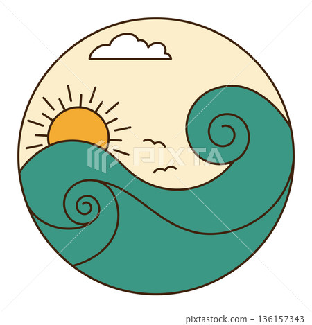vector graphic with ocean waves vector graphic with ocean waves 136157343