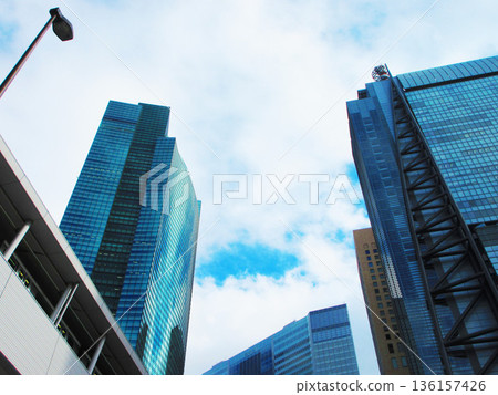 Urban landscape of the high-rise buildings around Shiodome City Center (Shiodome Shiosite) 136157426