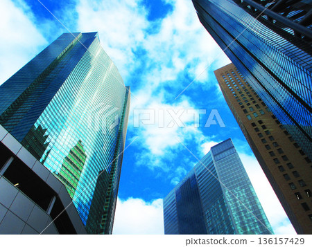 Urban landscape of the high-rise buildings around Shiodome City Center (Shiodome Shiosite) 136157429