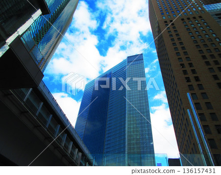 Urban landscape of the high-rise buildings around Shiodome City Center (Shiodome Shiosite) 136157431