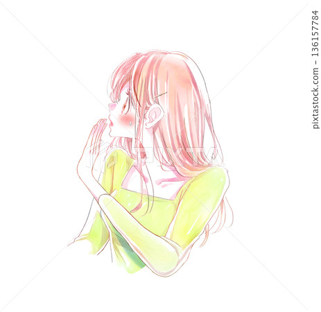 臉紅的女子拒絕,驚訝,冒汗,側臉 臉紅的女子拒絕,驚訝,冒汗,側臉 136157784