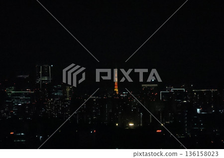 東京夜景,東京鐵塔燈火通明 東京夜景,東京鐵塔燈火通明 136158023