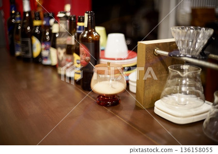 Sugar bowl on the bar counter 136158055