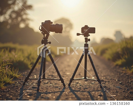 相機被夕陽照亮 136158160