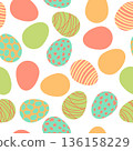 Happy Easter eggs pattern. Cute color background for traditional celebration. 136158229