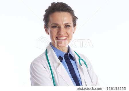 Friendly Female Doctor in Professional Attire Friendly Female Doctor in Professional Attire 136158235