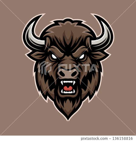 bison mascot logo illustration vector design template modern style bison mascot logo illustration vector design template modern style 136158816