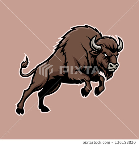 bison mascot logo illustration vector design template modern style bison mascot logo illustration vector design template modern style 136158820