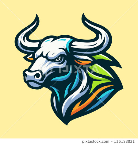 Colorful Elegant Bull Head Illustration Character Vector Logo Template Colorful Elegant Bull Head Illustration Character Vector Logo Template 136158821