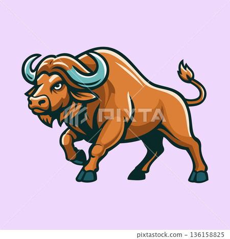 Brown Bull Illustration Character Vector Logo Template Brown Bull Illustration Character Vector Logo Template 136158825